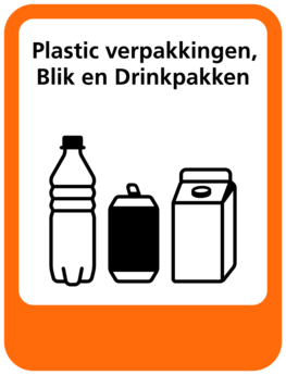 Plastic Verpakkingen-Blik-Drinkpakken sticker (pictogram volgens IenW) Plastic Verpakkingen-Blik-Drinkpakken sticker (pictogram volgens IenW)